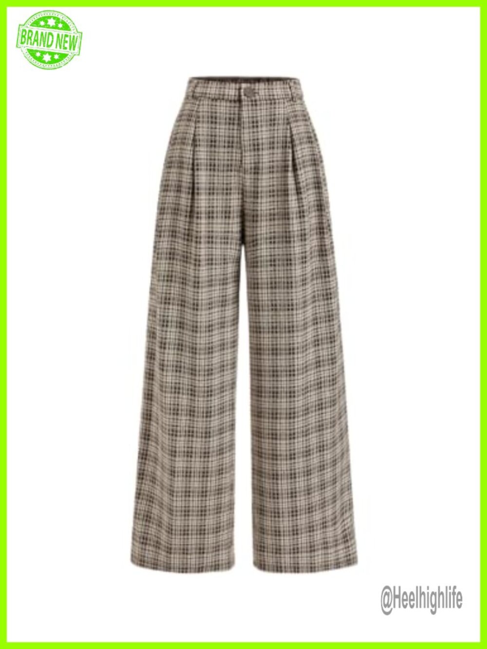 Wide Leg Plaid Pants Women Checkered Office Trousers Palazzo